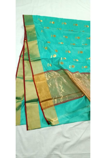Handloom Kora silk Saree-MInt Green